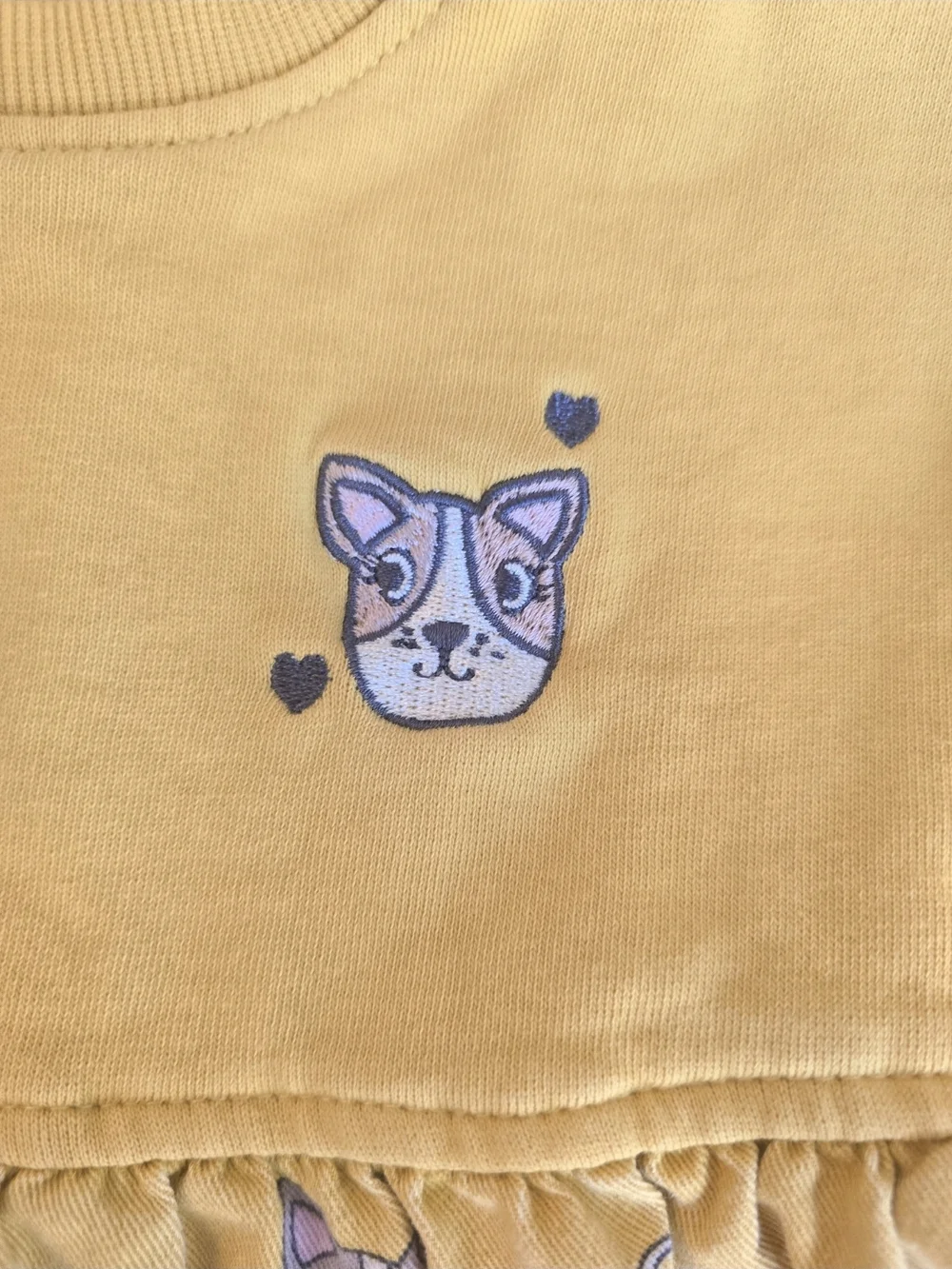 next Mustard Yellow Dog Print Long Sleeve Dress Size 3-4yrs